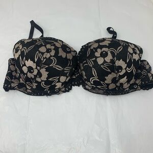 Vintage FeiNa Black Lace Bra 38C Y2K Coquette Boudoir Lingerie Fairy Grunge